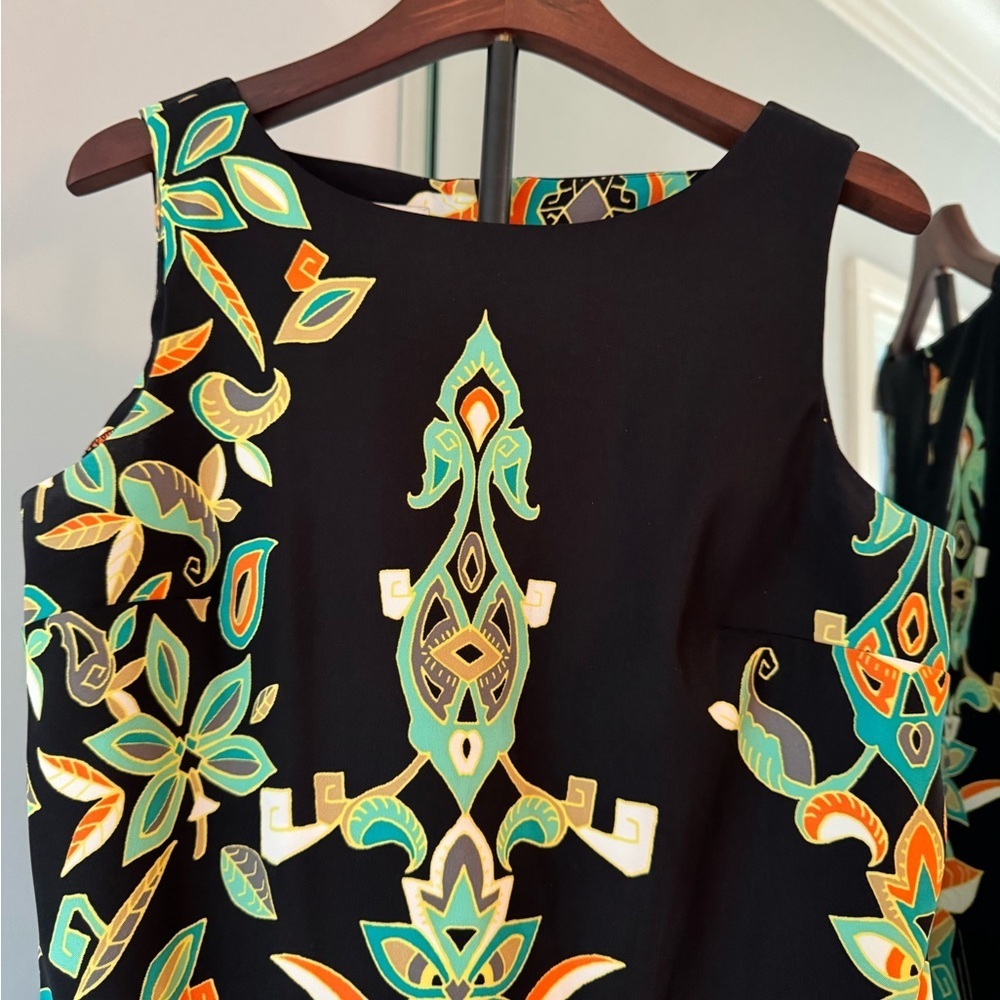 Kim Rogers Black and Green Sleeveless Sheath Mini Dress Size 12 - Picture 3 of 13